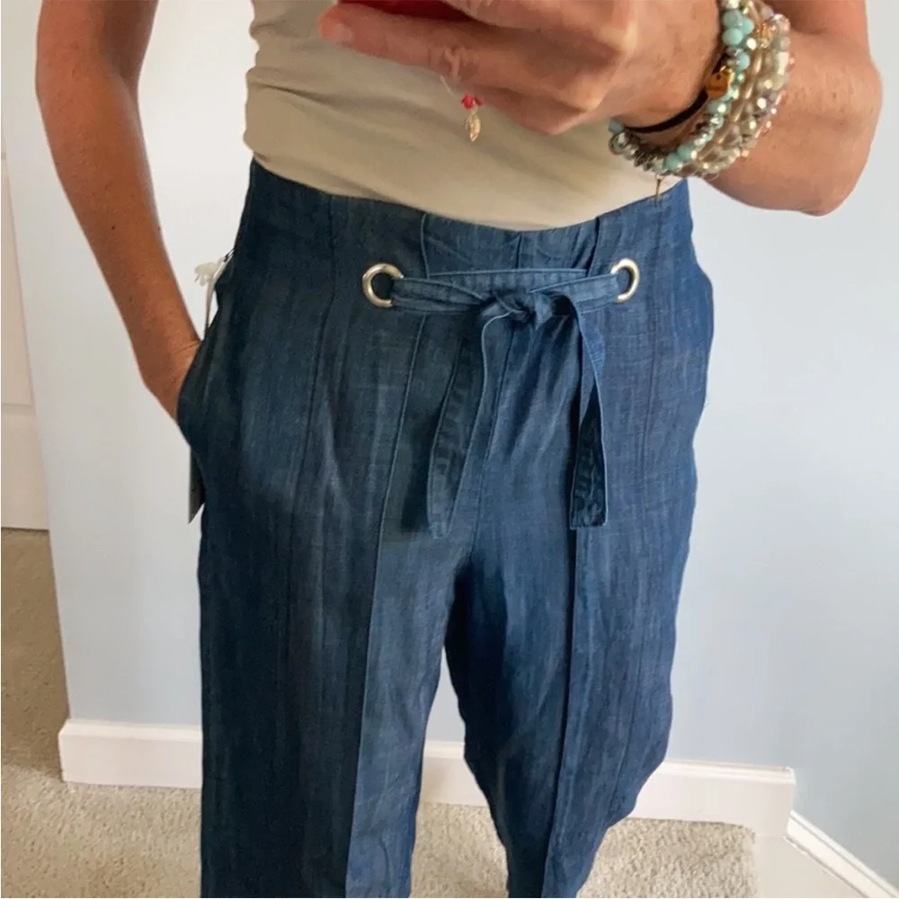 Wide Leg Chambray Denim Pants - Picture 5 of 7
